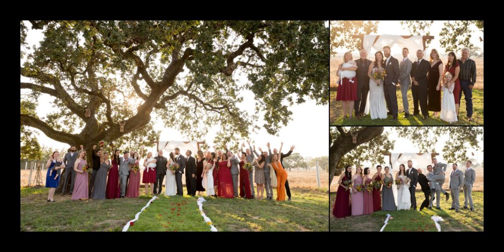 Group photos of bridal party at wedding